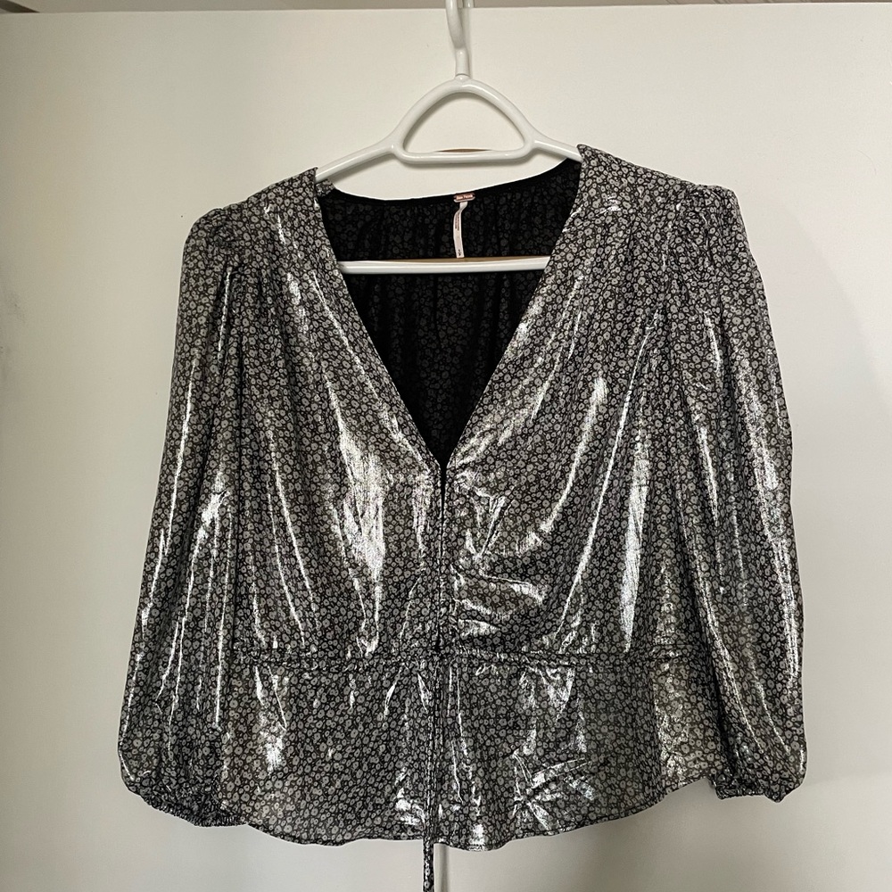 Free People Metallic Black Bodysuit